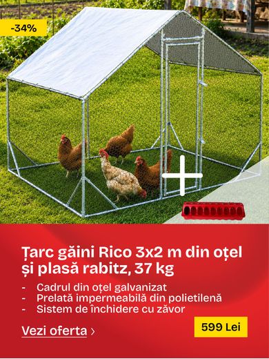 Țarc (coteț) găini Barn din oțel galvanizat, 3x6x2 m
