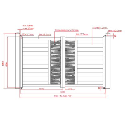 Set porți metalice din aluminiu Omar, Poarta mare 3500 x 1800 mm, Poarta mică 900 x 1800 mm, Maro închis RAL 8017
