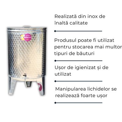 Cisternă inox Alsace 260 L, cu capac,  depozitare