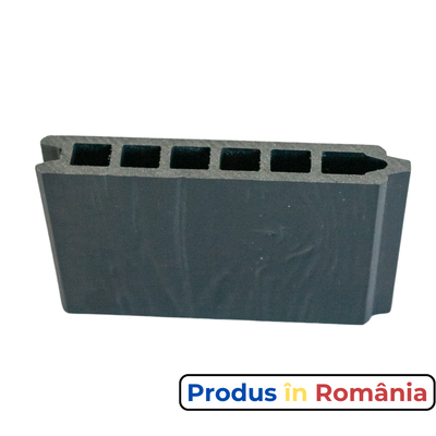 Pardoseală exterioară 3D WPC trafic comercial 14 x 2,1 x 240 cm Periat o față, Gri
