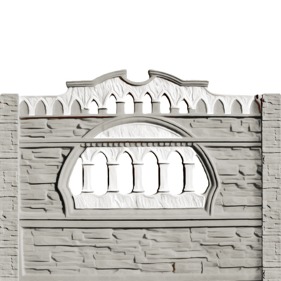 Gard beton Victorian 2 stâlpi cu model piatră 1,7 m