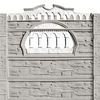 Gard beton Victorian 2 stâlpi cu model piatră 2,2 m