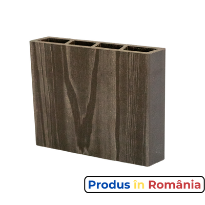 Pardoseală exterioară 3D WPC trafic comercial 14 x 2,1 x 240 cm Periat o față, Maro închis