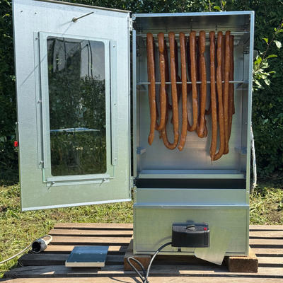 Afumătoare carne / pește din tablă zincată cu geam Berlin 80x30x40 cm