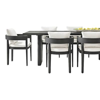 Set masă dining pentru terasă Riviera cu 6 scaune din aluminiu și perne incluse