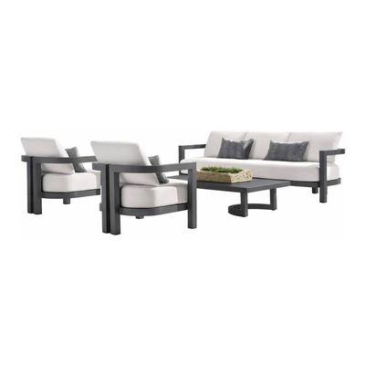 Set mobilier pentru terasă Portofino cu masă, canapea, două fotolii din aluminiu și perne incluse