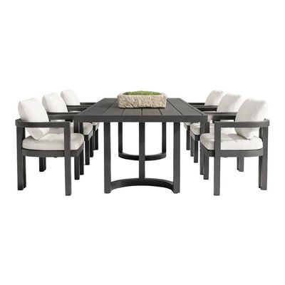 Set masă dining pentru terasă Portofino cu 6 scaune din aluminiu și perne incluse