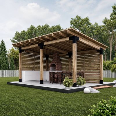 Foișor premium Argeș din lemn brad și molid rindeluit, 600 × 300 × 280 cm