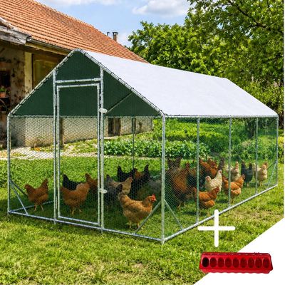 Țarc găini Rico 3x8 m din oțel și plasă rabitz, 83,5 kg, 15&ndash;20 găini + CADOU