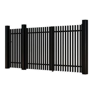 Set porți metalice din aluminiu Nerra Line, Poartă mare 3000 x 1800 mm, Poartă mică 900 x 1800 mm, Negru lucios RAL 9005 