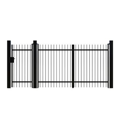 Set porți metalice din aluminiu Nerra Line, Poartă mare 3000 x 1800 mm, Poartă mică 900 x 1800 mm, Negru lucios RAL 9005 