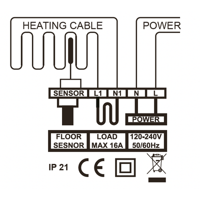 Cronotermostat Voltum, Tip F, Control Wi-Fi, cu senzor de pardoseală