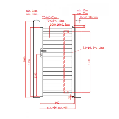 Set porți metalice din aluminiu Deluxe Line, Poartă mare 3300 x 1800 mm, Poartă mică 900 x 1800 mm, Gri antracit RAL 7016