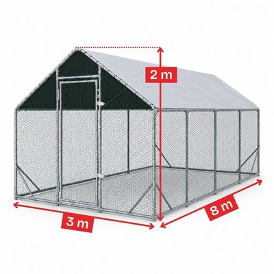 Țarc găini Rico 3x8 m din oțel și plasă rabitz, 83,5 kg, 15–20 găini + CADOU Țarc găini Rico 3x8 m din oțel și plasă rabitz, 83,5 kg, 15–20 găini + CADOU