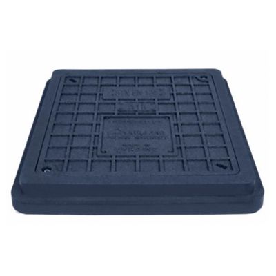 Capac canalizare pătrat din compozit clasa A15 cu siguranță, negru, 49,5x54,5 cm