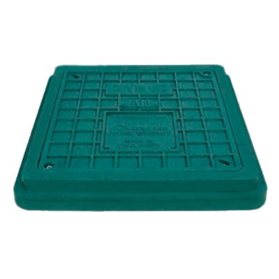 Capac canalizare pătrat din compozit clasa A15 cu siguranță, verde, 49,5x54,5 cm