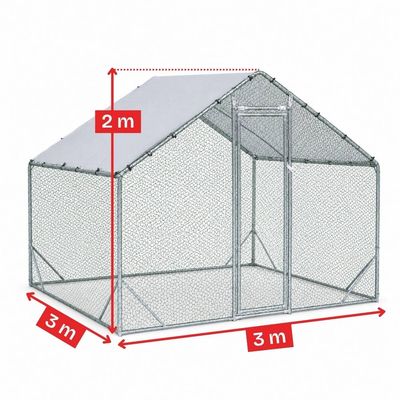 Țarc găini Rico 3x3 m din oțel și plasă rabitz, 46,5 kg, 10-12 găini