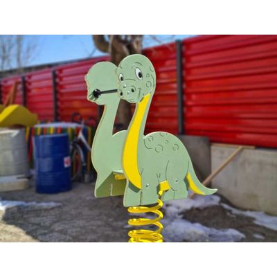 Balansoar copii pe arcuri, figurină Dinozaur, fixare în beton
