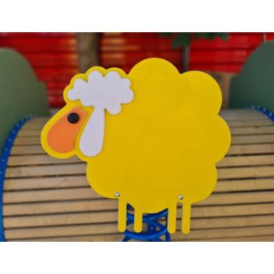 Balansoar copii pe arcuri, figurină Oaie, fixare în beton