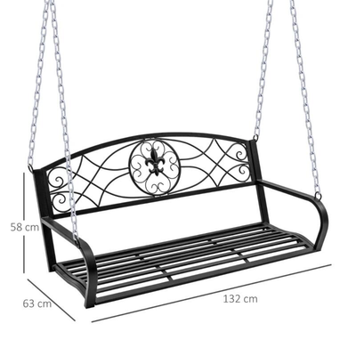 Balansoar grădină Noris cu 2 locuri, Structură metalică, Negru