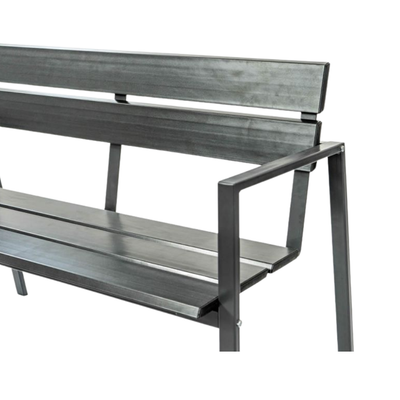 Bancă stradală parc din WPC cu spătar Venus, 130x37,3x89 cm, Gri