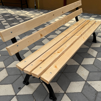 Bancă stradală parc din lemn și picioare fontă Armonia 1,8 m