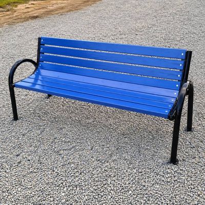Bancă stradală parc din lemn de brad, Devis, 45 x 200 x 95 cm, Albastru