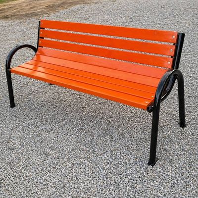 Bancă stradală parc din lemn de brad, Devis, 45 x 200 x 95 cm, Portocaliu