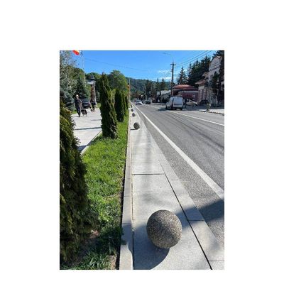 Bolard din beton cu aspect de piatră naturală Lapis, sferic, 35 cm
