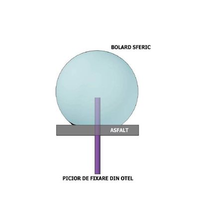 Bolard din beton alb, cu aspect de piatră naturală Lapis, sferic, 32 cm