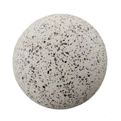 Bolard din beton alb, cu aspect de piatră naturală Lapis, sferic, 32 cm