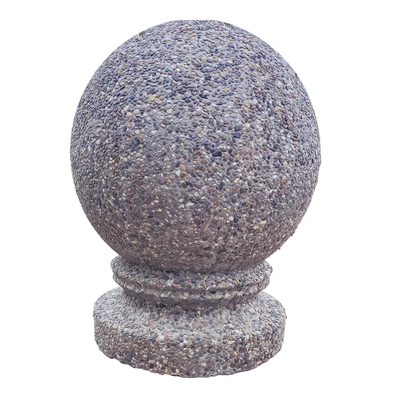 Bolard din beton cu aspect de piatră naturală Lapis, sferic, cu picior, 35 cm