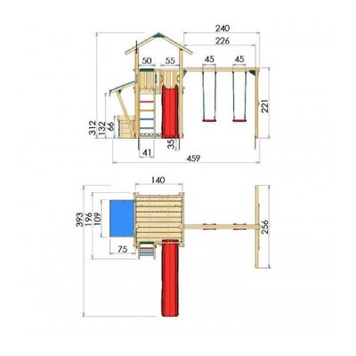 Loc de joacă Jungle Gym - Turn Chalet + Modul Minimarket + Swing