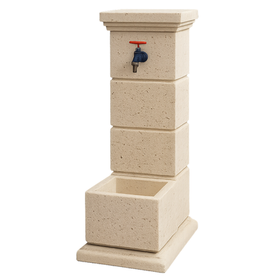 Cișmea/Fântână apă pentru grădină Aqua Decor, bej travertin, înălțime 95 cm