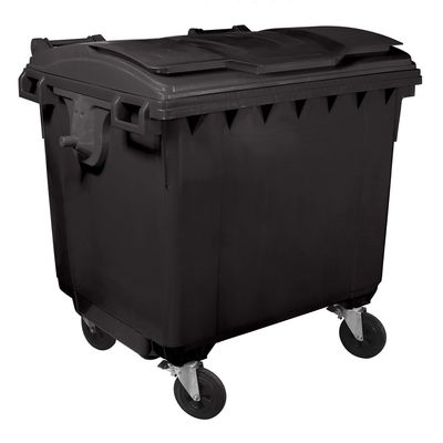 Container gunoi HDPE capac plat 1100 L Negru