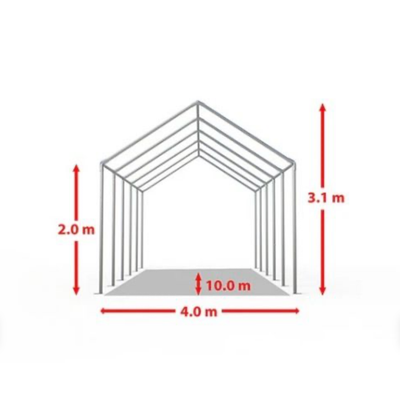 Cort evenimente alb-verde Delta 4x10 m cu structură metalică 38 mm, prelată UV 500 g / mp