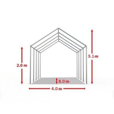 Cort evenimente alb-albastru Delta 4x8 m cu structură metalică 38 mm, prelată UV 500 g / mp