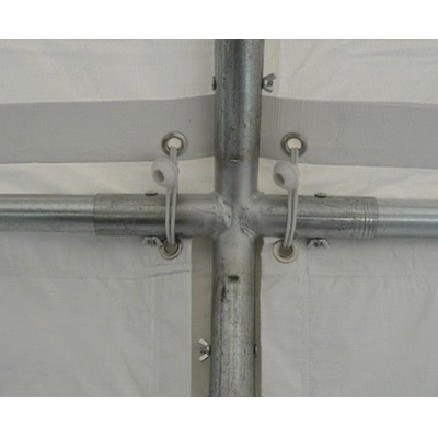Cort expozițional evenimente alb - roșu Delta 3x4 m cu structură metalică 38 mm, prelată UV 500 g / mp