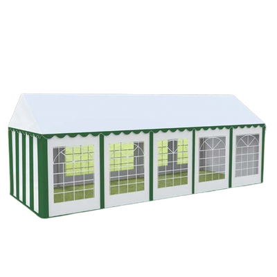 Cort evenimente alb-verde Delta 4x10 m cu structură metalică 38 mm, prelată UV 500 g / mp