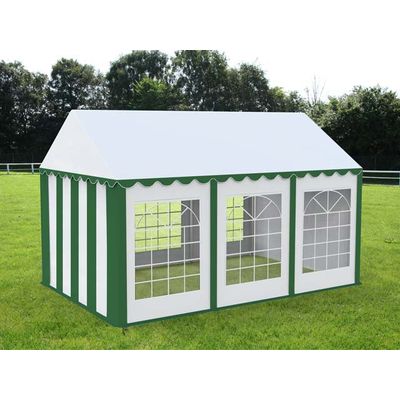Cort evenimente alb-verde Delta 4x6 m cu structură metalică 38 mm, prelată UV 500 g / mp PM5915V7747