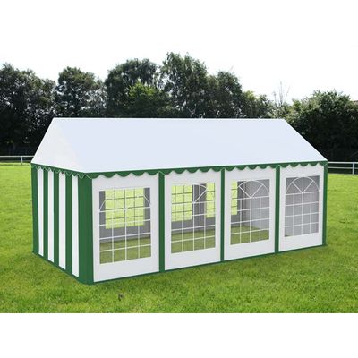 Cort evenimente alb-verde Delta 4x8 m cu structură metalică 38 mm, prelată UV 500 g / mp
