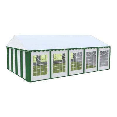 Cort evenimente alb-verde Delta 5x10 m cu structură metalică 38 mm, prelată UV 500 g / mp