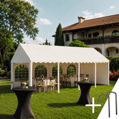 Cort evenimente 4×8 m Cortis profesional, prelată UV 500 g/mp, țeavă 38 mm + CADOU