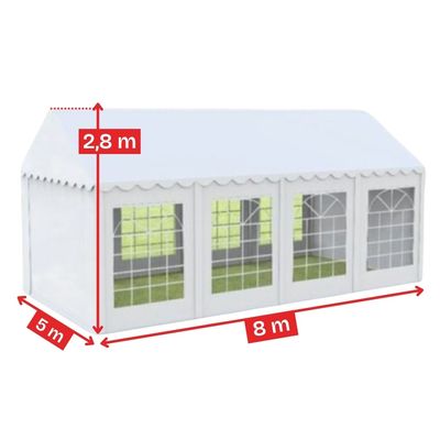 Cort evenimente 5&times;8 m Cortis profesional, prelată UV 500 g/mp, țeavă 38 mm + CADOU