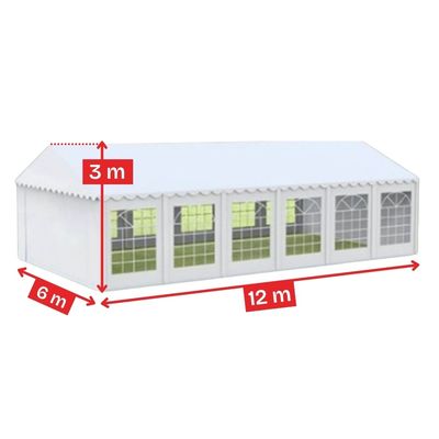 Cort evenimente 6&times;12 m Cortis profesional, prelată UV 500 g/mp, țeavă 38 mm + CADOU