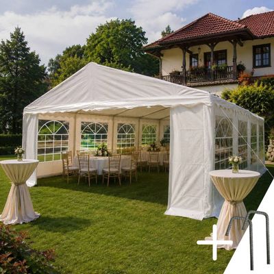 Cort evenimente 5×10 m Cortis profesional, prelată UV 500 g/mp, țeavă 38 mm + CADOU