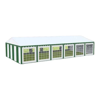 Cort evenimente alb-verde Delta 6x12 m cu structură metalică 38 mm, prelată UV 500 g / mp