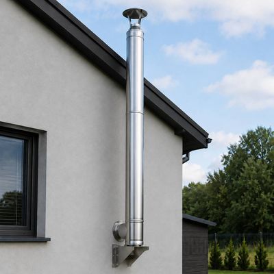 Coș de fum inox 6 m x 150 mm, profesional Izonox CeraPro, Suspendat consolă