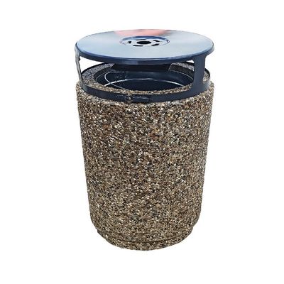 Coș gunoi stradal din beton cu scrumieră Lapis, 109 L
