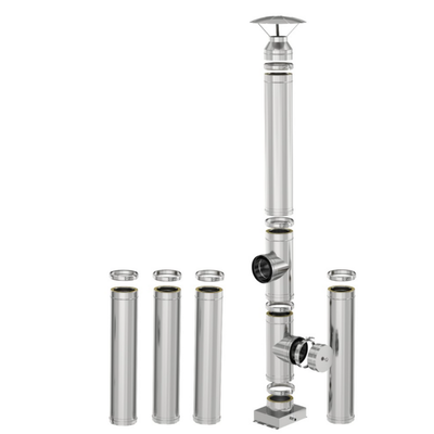 Coș de fum inox profesional Izonox 6 m x 200 mm pornire de la sol
